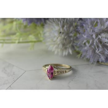 Sky Jewelry Серебряное кольцо с камнем Розовая Шпинель и Фианитами