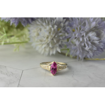 Sky Jewelry Серебряное кольцо с камнем Розовая Шпинель и Фианитами