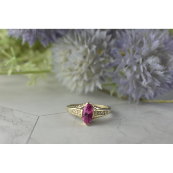 Sky Jewelry Серебряное кольцо с камнем Розовая Шпинель и Фианитами