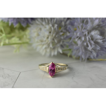 Sky Jewelry Серебряное кольцо с камнем Розовая Шпинель и Фианитами