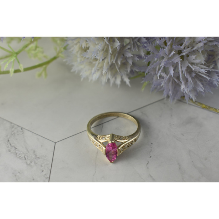 Sky Jewelry Серебряное кольцо с камнем Розовая Шпинель и Фианитами