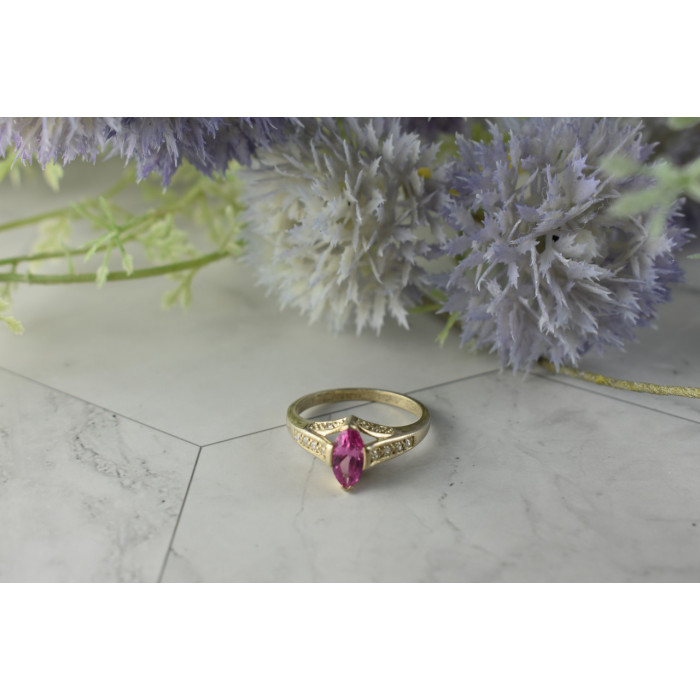 Sky Jewelry Серебряное кольцо с камнем Розовая Шпинель и Фианитами