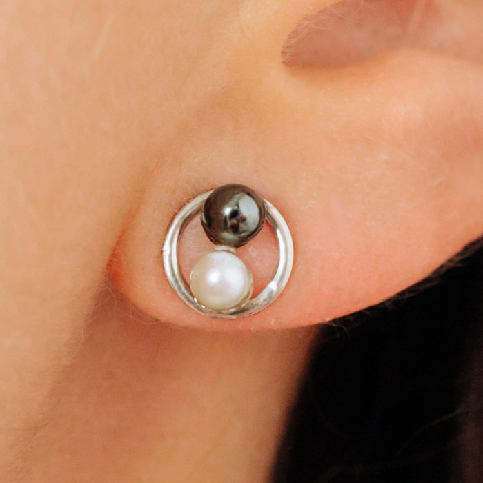 Sky Jewelry Золотые серьги-гвоздики  10К (417 проба) с Жемчугом