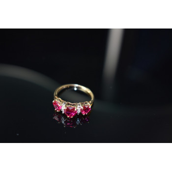 Sky Jewelry Золотое кольцо с Рубинами  и Бриллиантом   10К ( 417 проба )  *Сердце*