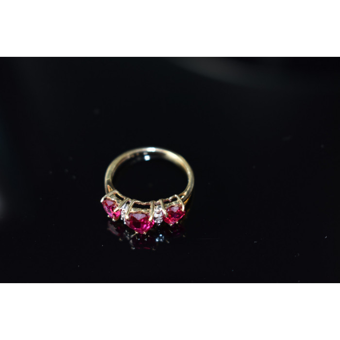 Sky Jewelry Золотое кольцо с Рубинами  и Бриллиантом   10К ( 417 проба )  *Сердце*