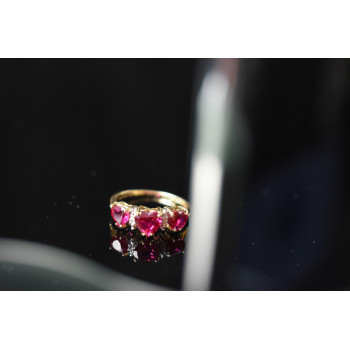 Sky Jewelry Золотое кольцо с Рубинами  и Бриллиантом   10К ( 417 проба )  *Сердце*