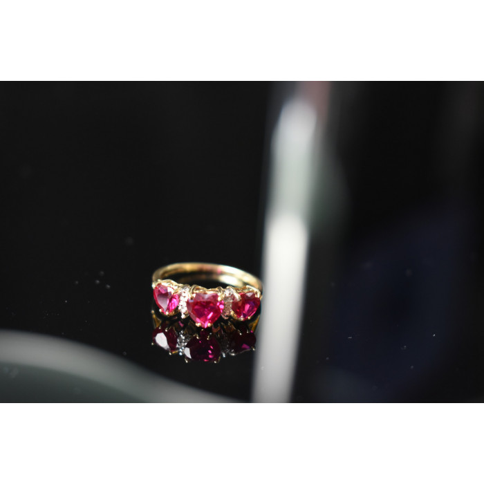 Sky Jewelry Золотое кольцо с Рубинами  и Бриллиантом   10К ( 417 проба )  *Сердце*
