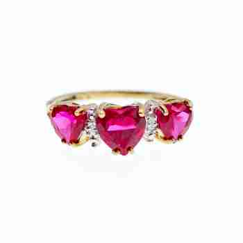Sky Jewelry Золотое кольцо с Рубинами  и Бриллиантом   10К ( 417 проба )  *Сердце*