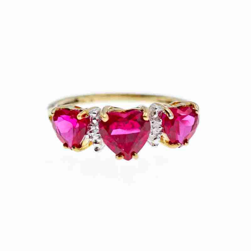 Sky Jewelry Золотое кольцо с Рубинами  и Бриллиантом   10К ( 417 проба )  *Сердце*