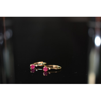 Sky Jewelry Золотые серьги 10К ( 417 проба)  с Рубином и Бриллиантом