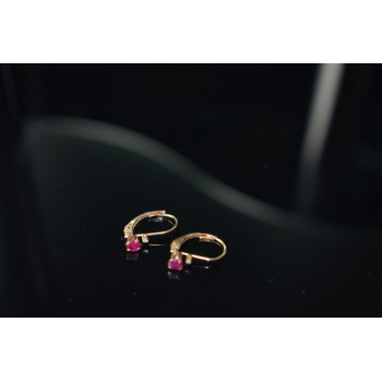 Sky Jewelry Золотые серьги 10К ( 417 проба)  с Рубином и Бриллиантом