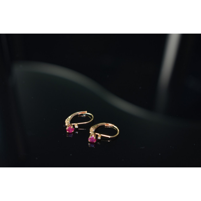 Sky Jewelry Золотые серьги 10К ( 417 проба)  с Рубином и Бриллиантом