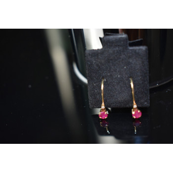 Sky Jewelry Золотые серьги 10К ( 417 проба)  с Рубином и Бриллиантом