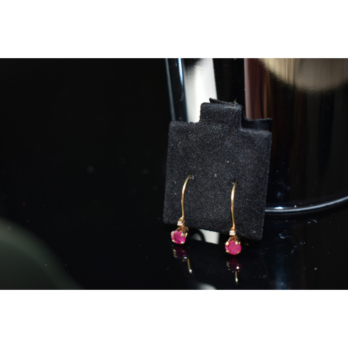 Sky Jewelry Золотые серьги 10К ( 417 проба)  с Рубином и Бриллиантом