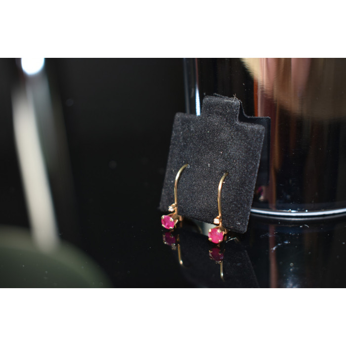 Sky Jewelry Золотые серьги 10К ( 417 проба)  с Рубином и Бриллиантом