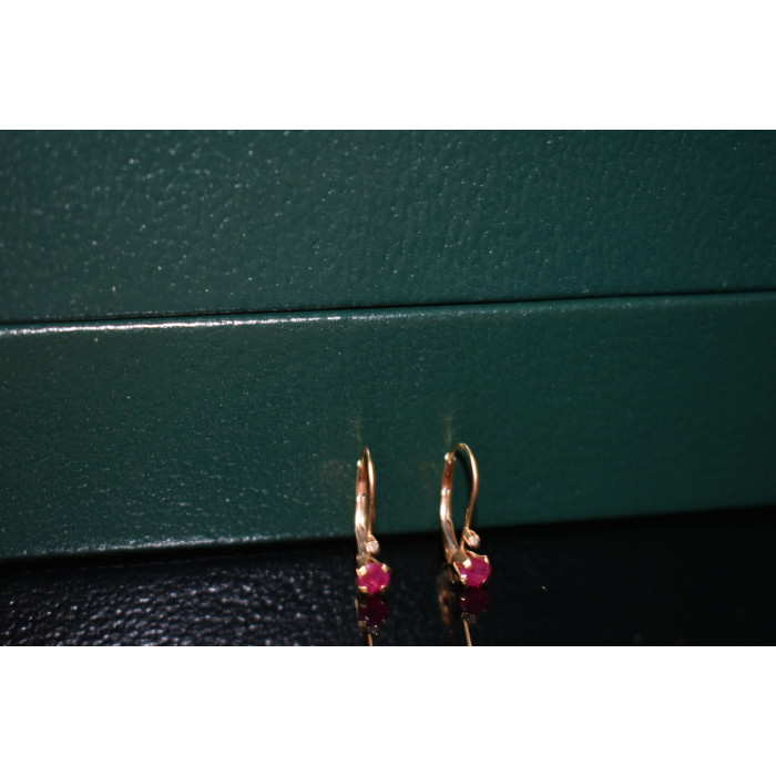 Sky Jewelry Золотые серьги 10К ( 417 проба)  с Рубином и Бриллиантом