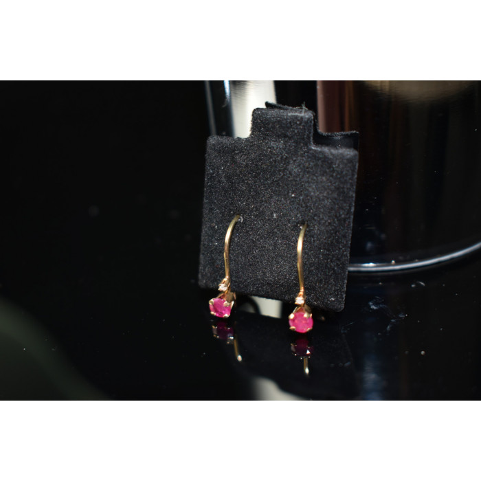 Sky Jewelry Золотые серьги 10К ( 417 проба)  с Рубином и Бриллиантом