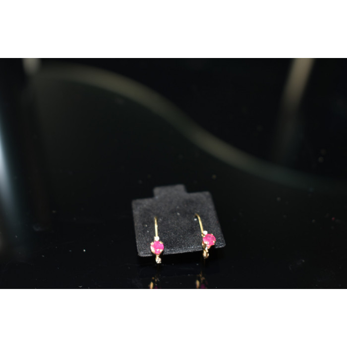 Sky Jewelry Золотые серьги 10К ( 417 проба)  с Рубином и Бриллиантом