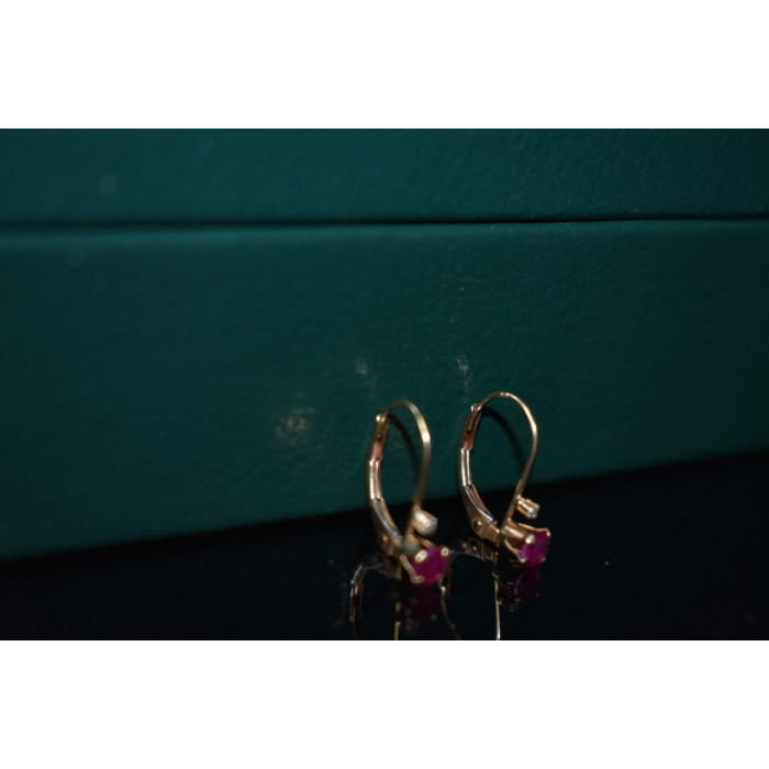 Sky Jewelry Золотые серьги 10К ( 417 проба)  с Рубином и Бриллиантом
