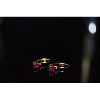 Sky Jewelry Золотые серьги 10К ( 417 проба)  с Рубином и Бриллиантом