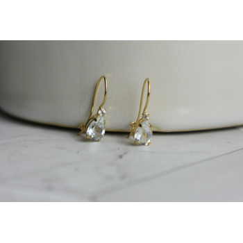 Sky Jewelry Золотые серьги 10К (417 проба)  с  Аквамарином и Бриллиантом