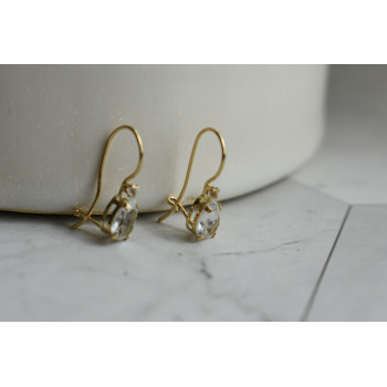 Sky Jewelry Золотые серьги 10К (417 проба)  с  Аквамарином и Бриллиантом