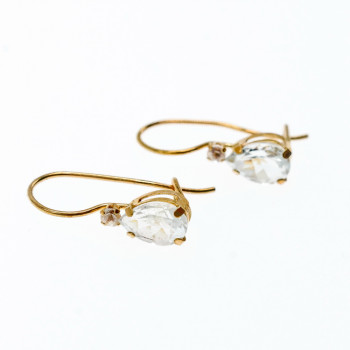 Sky Jewelry Золотые серьги 10К (417 проба)  с  Аквамарином и Бриллиантом