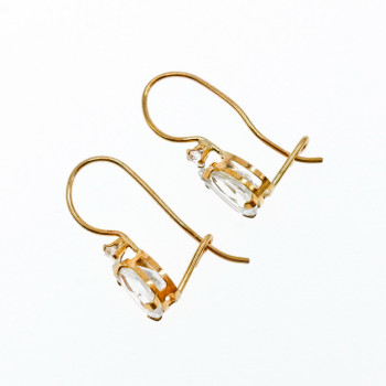 Sky Jewelry Золотые серьги 10К (417 проба)  с  Аквамарином и Бриллиантом