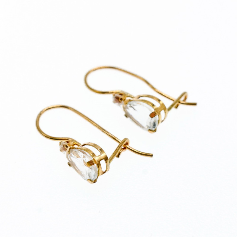 Sky Jewelry Золотые серьги 10К (417 проба)  с  Аквамарином и Бриллиантом