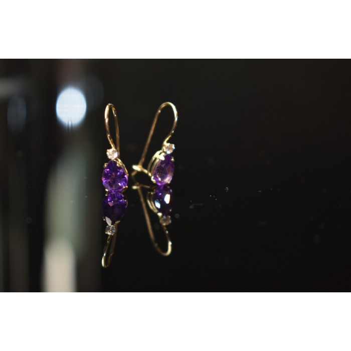 Sky Jewelry Золотые серьги 10К (417 проба) с Турмалином и Бриллиантом