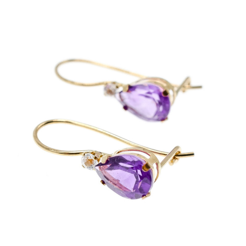 Sky Jewelry Золотые серьги 10К (417 проба) с Турмалином и Бриллиантом