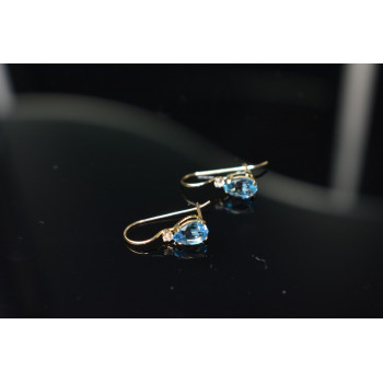 Sky Jewelry Золотые серьги 10К (417 проба) с Топазом и Бриллиантами