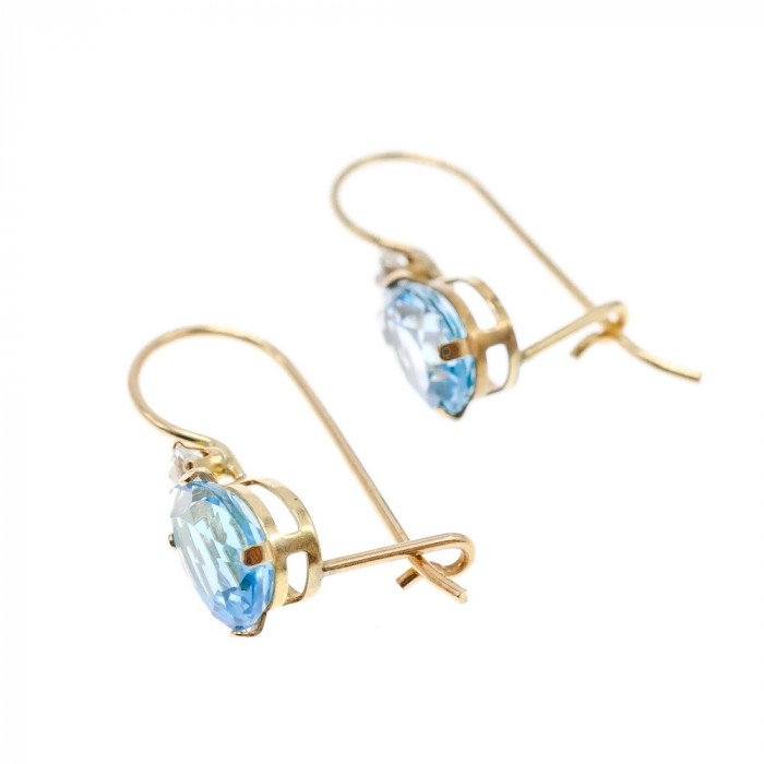 Sky Jewelry Золотые серьги 10К (417 проба) с Топазом и Бриллиантами