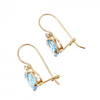 Sky Jewelry Золотые серьги 10К (417 проба) с Топазом и Бриллиантами