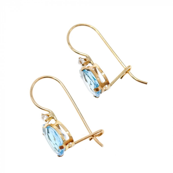 Sky Jewelry Золотые серьги 10К (417 проба) с Топазом и Бриллиантами