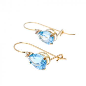 Sky Jewelry Золотые серьги 10К (417 проба) с Топазом и Бриллиантами