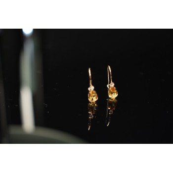 Sky Jewelry Золотые серьги с камнем  Гелиодор и Бриллиант  10К (417 проба)