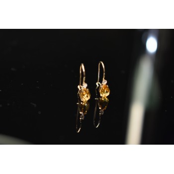 Sky Jewelry Золотые серьги с камнем  Гелиодор и Бриллиант  10К (417 проба)