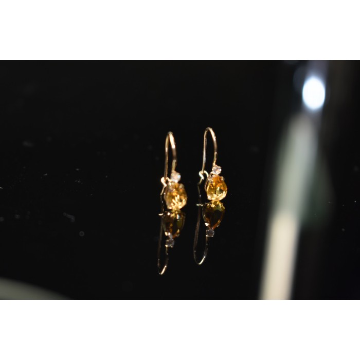 Sky Jewelry Золотые серьги с камнем  Гелиодор и Бриллиант  10К (417 проба)