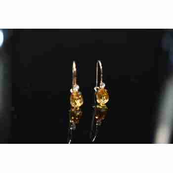 Sky Jewelry Золотые серьги с камнем  Гелиодор и Бриллиант  10К (417 проба)