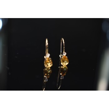 Sky Jewelry Золотые серьги с камнем  Гелиодор и Бриллиант  10К (417 проба)