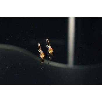 Sky Jewelry Золотые серьги с камнем  Гелиодор и Бриллиант  10К (417 проба)