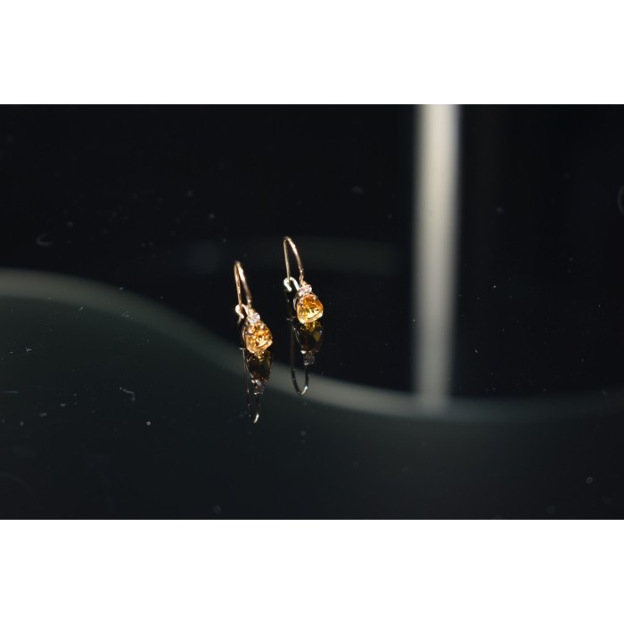 Sky Jewelry Золотые серьги с камнем  Гелиодор и Бриллиант  10К (417 проба)