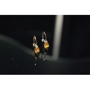 Sky Jewelry Золотые серьги с камнем  Гелиодор и Бриллиант  10К (417 проба)