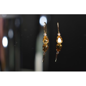 Sky Jewelry Золотые серьги с камнем  Гелиодор и Бриллиант  10К (417 проба)