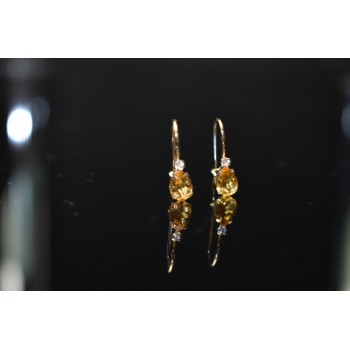 Sky Jewelry Золотые серьги с камнем  Гелиодор и Бриллиант  10К (417 проба)