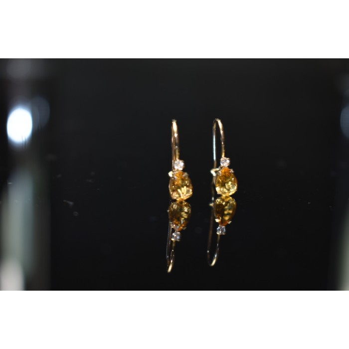 Sky Jewelry Золотые серьги с камнем  Гелиодор и Бриллиант  10К (417 проба)