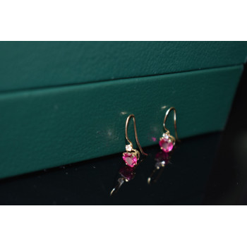 Sky Jewelry Золотые серьги 10К ( 417 проба)  с Рубином и Бриллиантом *Сердце