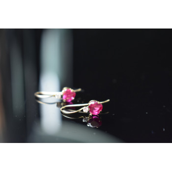 Sky Jewelry Золотые серьги 10К ( 417 проба)  с Рубином и Бриллиантом *Сердце