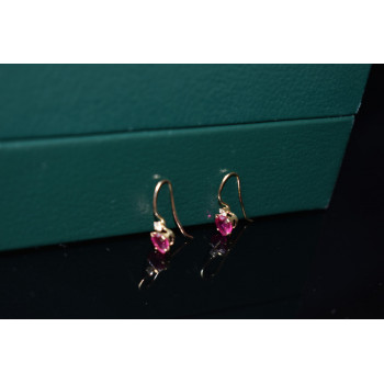Sky Jewelry Золотые серьги 10К ( 417 проба)  с Рубином и Бриллиантом *Сердце